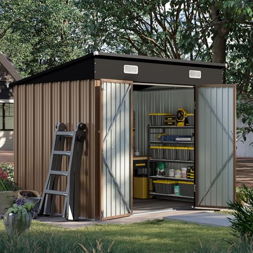 6x3.9 FT Metal Outdoor Storage Shed with Lockable Doors Z4543