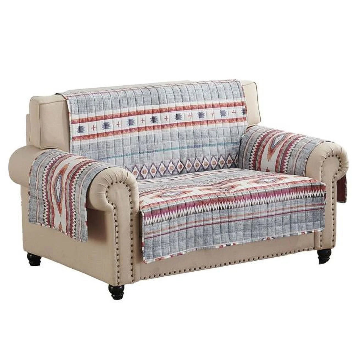 Stone Gray Polyester Loveseat Cover 4 Piece B2277