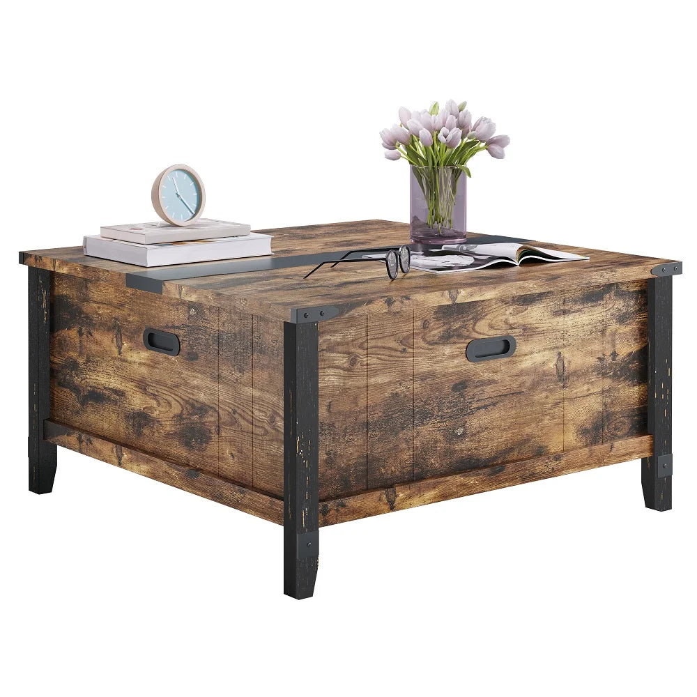 35.4" Square Coffee Table with Storage P62007