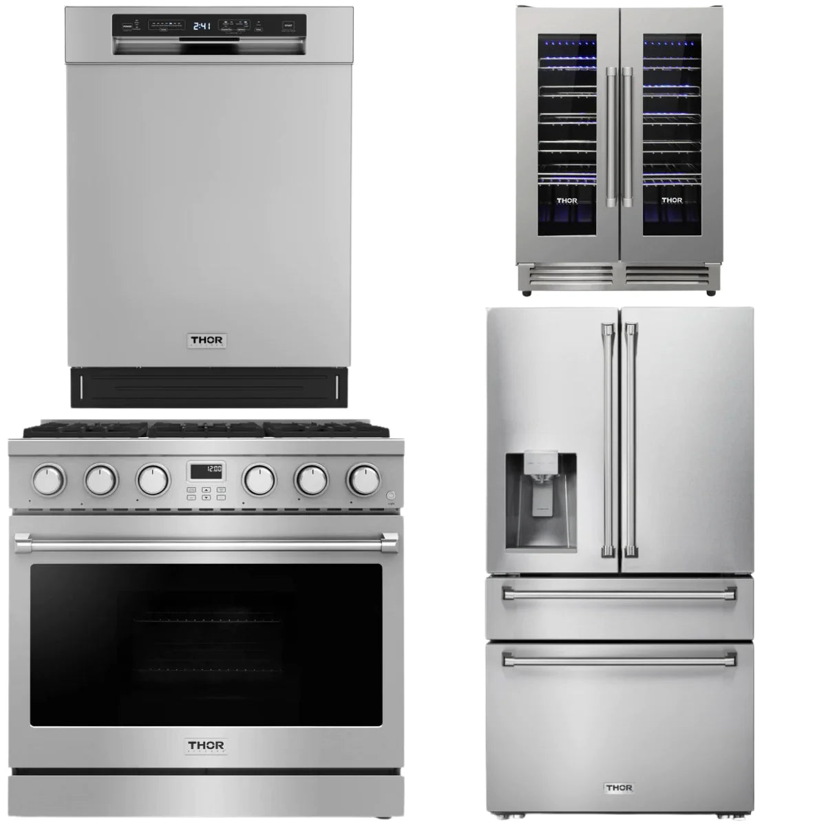 36 Gas Range, Refrigerator, Dishwasher and Wine Cooler H13134