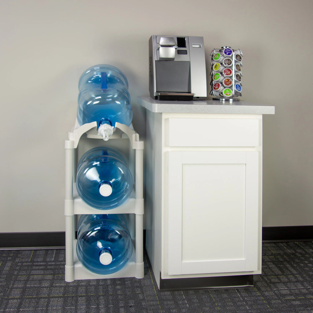 White Plastic Water Bottle Storage and Dispenser E7453