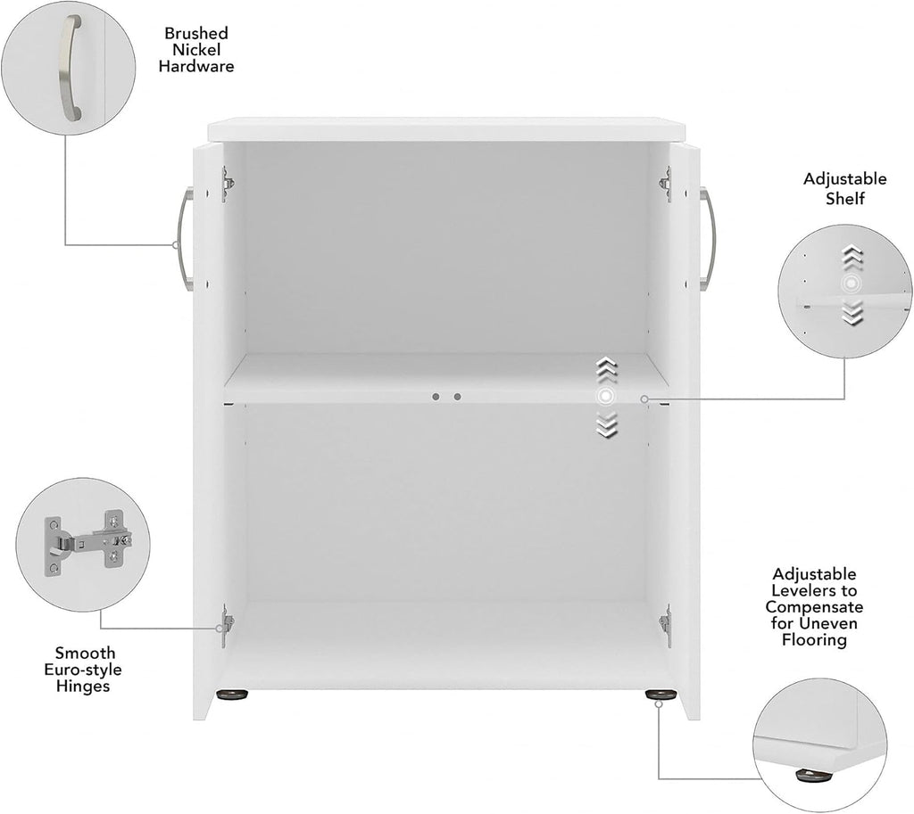 White Floor Storage Cabinet with Doors and Shelves Q23222