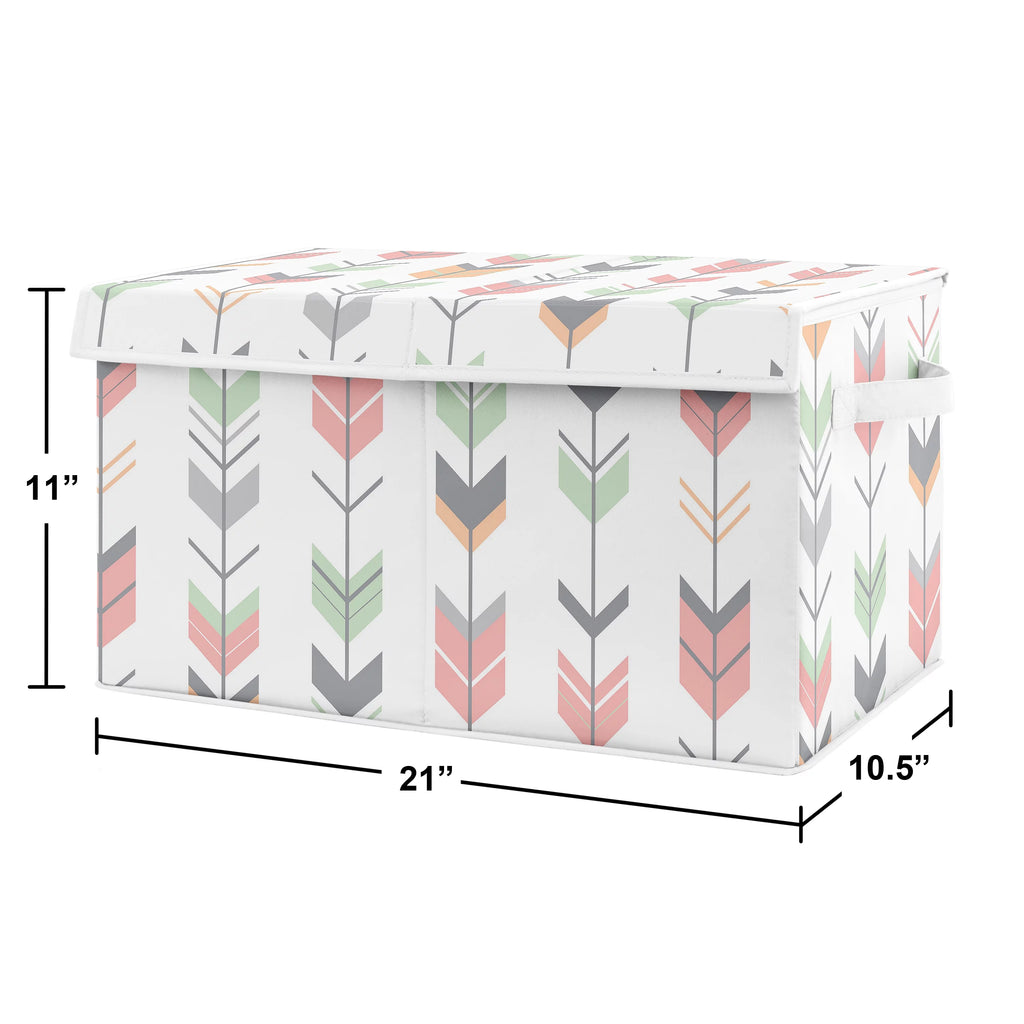Grey Coral and Mint Storage Fabric Toy Box R8053