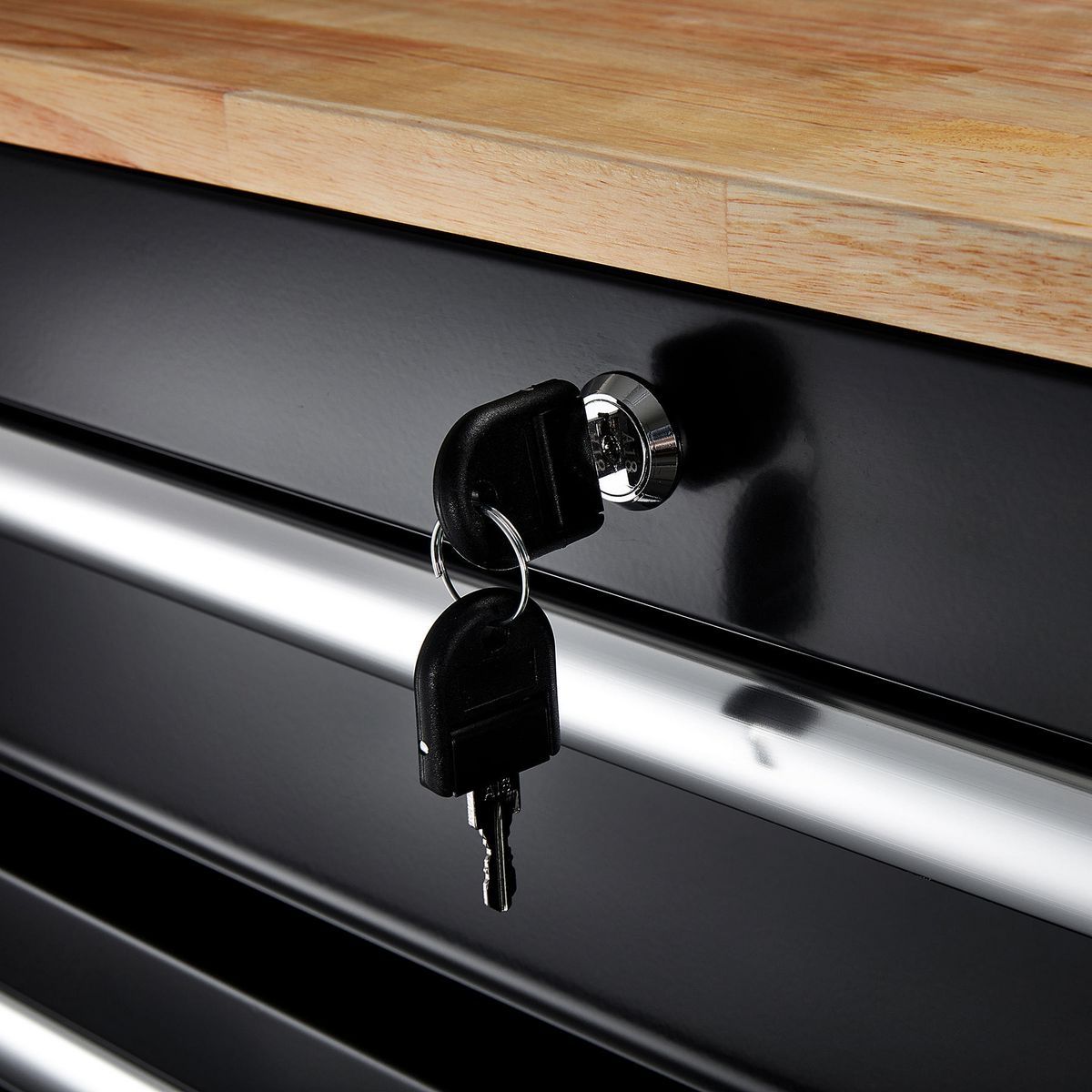 Black 9-Drawer Mobile Storage Cabinet with Solid Wood Top H675