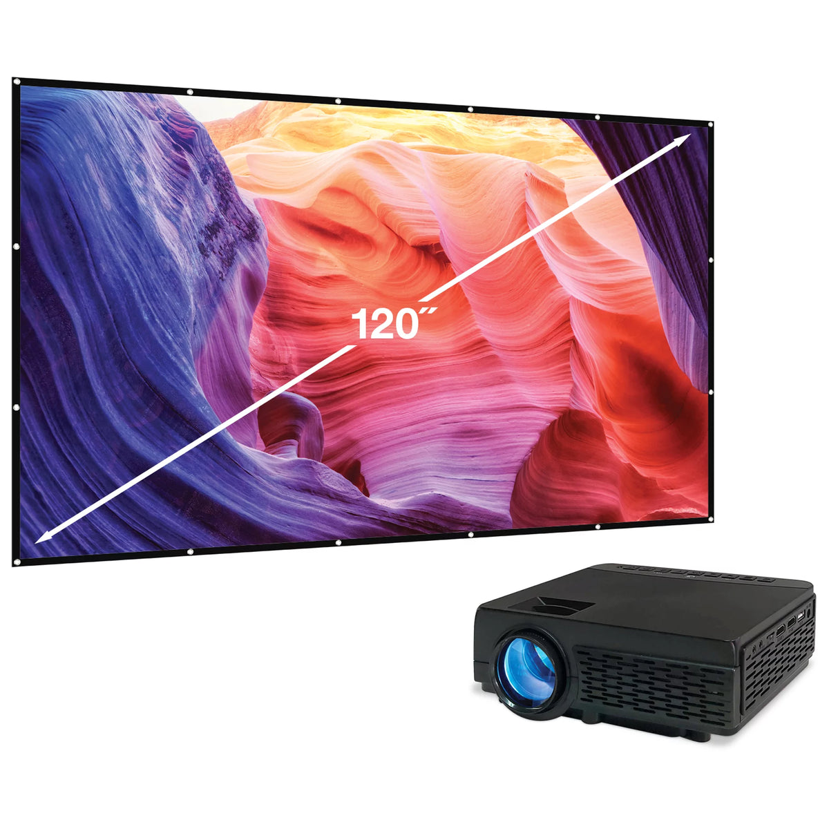 Bluetooth Projector and 120 Projector Screen L497