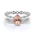 2.25 Carat Pear Cut Morganite And Diamond Moissanite Engagement Ring in 10k Solid White Gold X2497