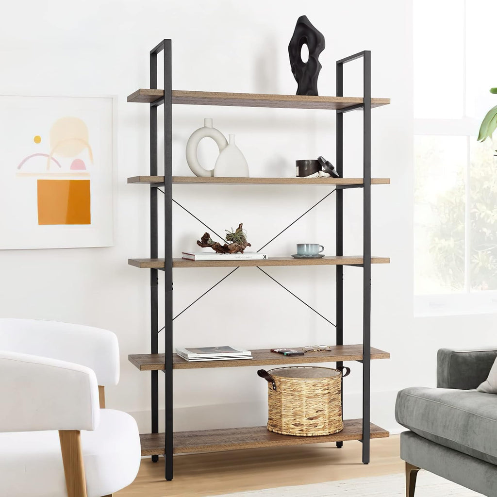 5-Tier Wood and Metal Bookcase A6741