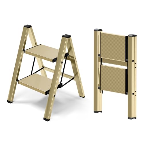 Lightweight Aluminum Folding Step Stool with Anti-Slip Pedals, 330 lbs Capacity C803688