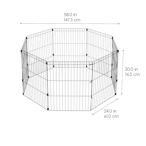 Black 8-Panel 36" Metal Dog Playpen W79953