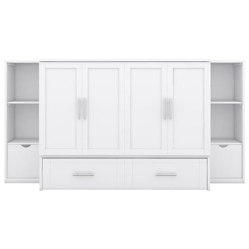 Queen Size Solid Wood Murphy Wall Bed with Storage D889