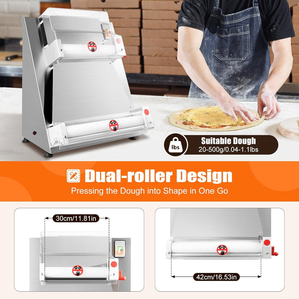 Commercial Electric Pizza Dough Sheeter, 15 Inch, 370W, Thickness 0.7-5.4mm V271