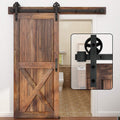 5-16FT Single Wood Sliding Barn Door Hardware Kit 6FT Basic Black Carbon Steel Flat Track System Pack of 2 U550