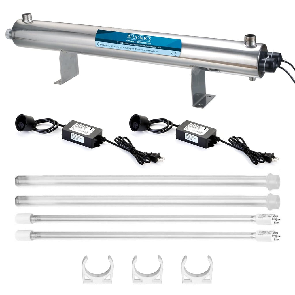 Complete Well Water Solution with UV Sediment Carbon Filter Purifier System 24GPM Triple Housing 40 Mic Pre Filter F9428