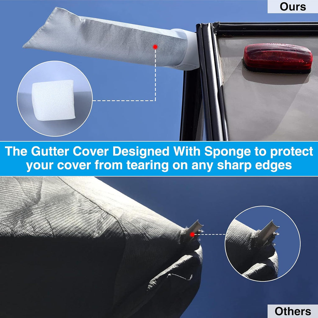 Rip-Stop RV Cover Fits 20'1" - 22' Long Motorhome, Waterproof Camper Cover with Gutter Covers G524