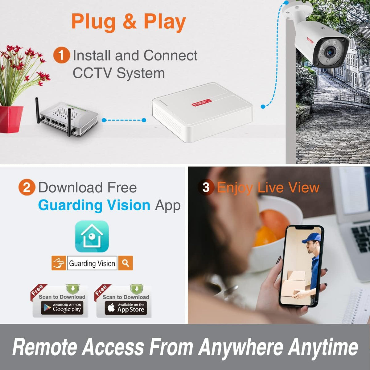 5MP Lite 8 Channel Security Camera System with 1TB HDD and 4PCS 2.0MP Weatherproof CCTV Bullet Cameras Y26599