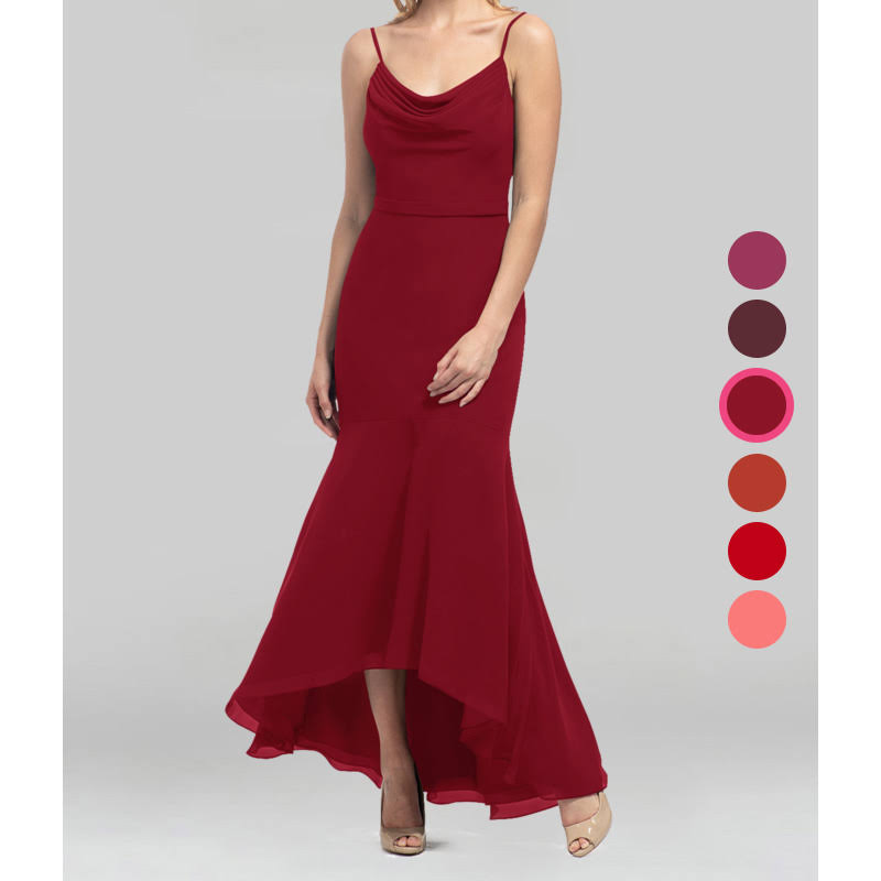 Burgundy Chiffon Bridesmaid Dresses D744