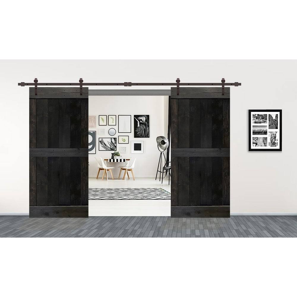 Charcoal Black Double Barn Door with Hardware Kit H329789