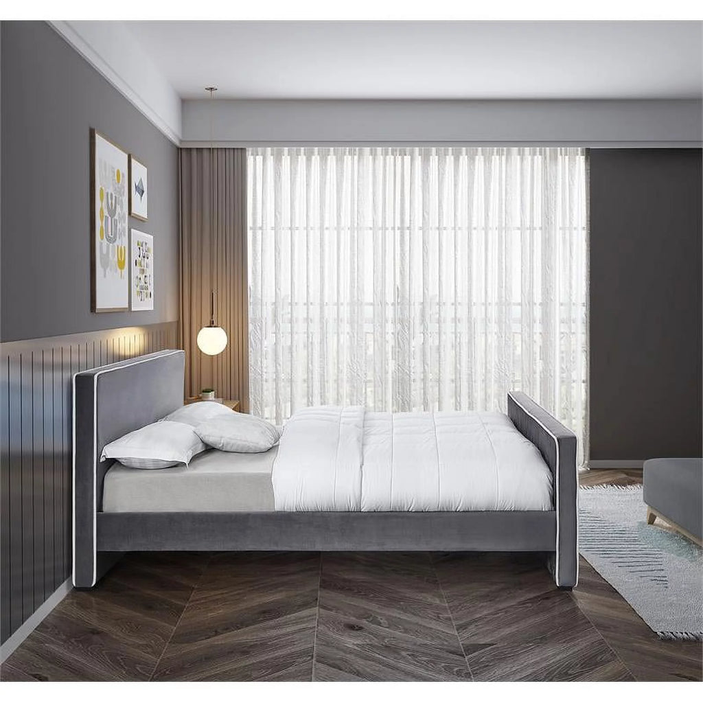 Grey Velvet Full Bed X36640