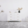 White 6 Drawer Chest of Drawer with Golden Handle and Golden Steel Legs K5597