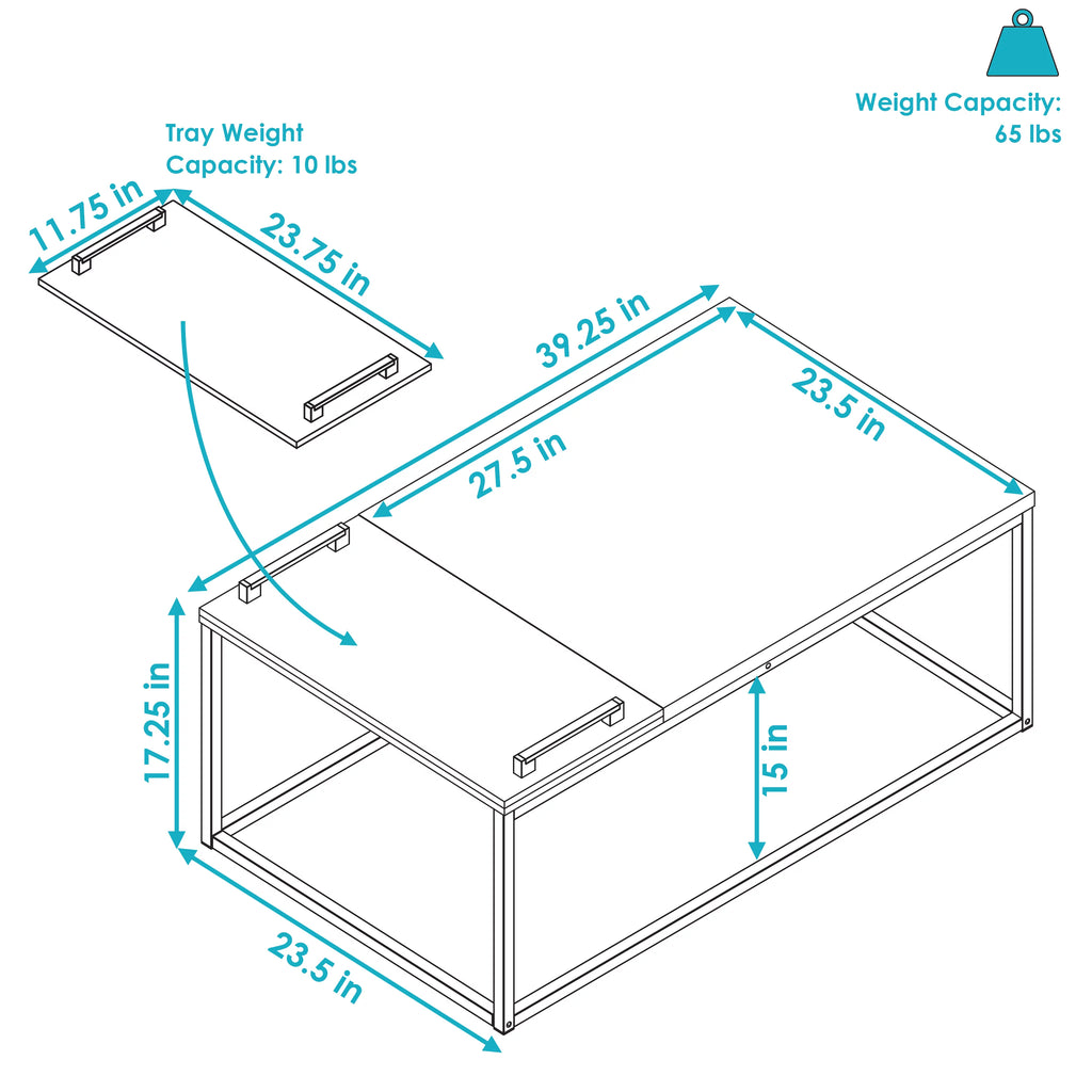 Brown Coffee Table with Removable Serving Tray C6404