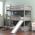 Triple Twin Bunk Bed with Built-in Ladder and Slide Y38321