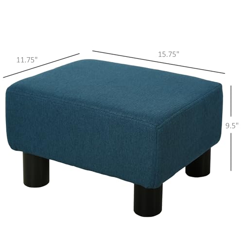 Green Linen Fabric Cube Ottoman with Plastic Legs B7186