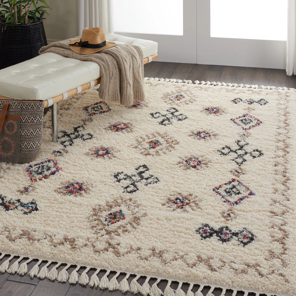 Ivory Shag Area Rug H7004