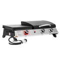3 Burner Propane Gas Grill and Griddle Combo with Lid, Silver & Black R76012