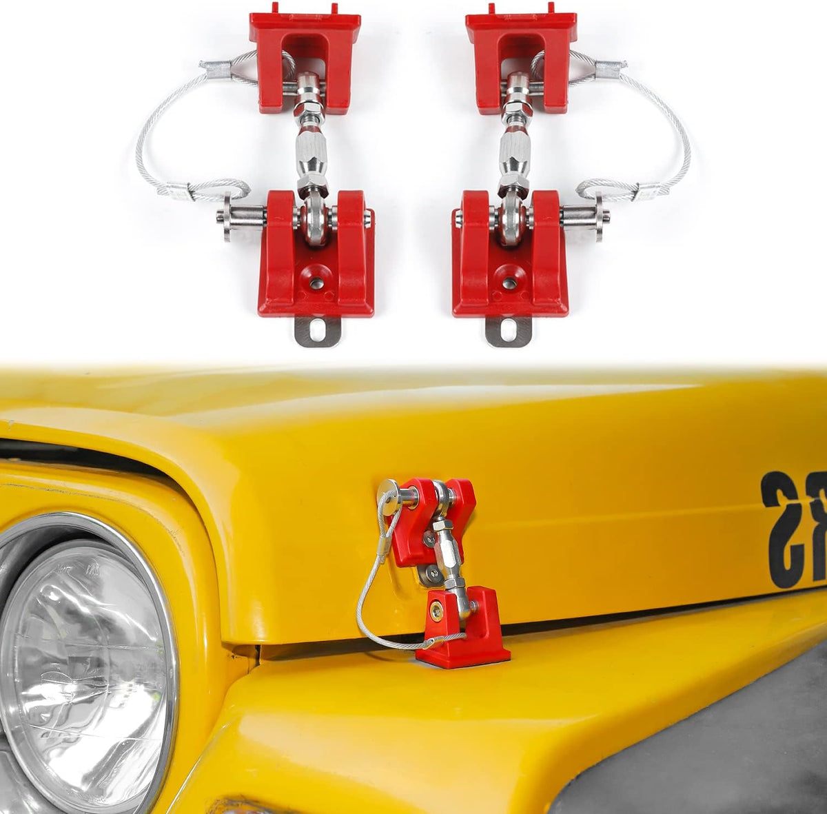 Black Locking Hood Latch Kit for Jeep Wrangler TJ, Pack of 2 O1670