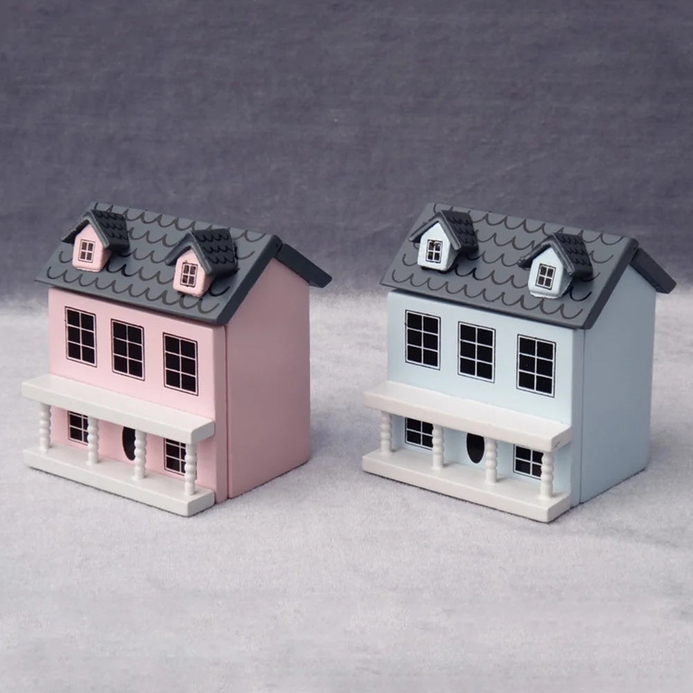2pcs Wood Miniature House Ornament E519362