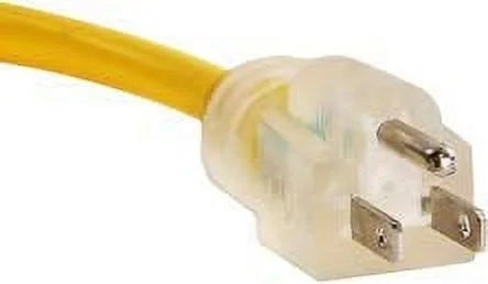 25 ft 10 gauge 3 prong SJTW Yellow Lighted End Extension Cord B541876