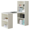 White Computer Writing Workstation Table with Bookshelf U666256