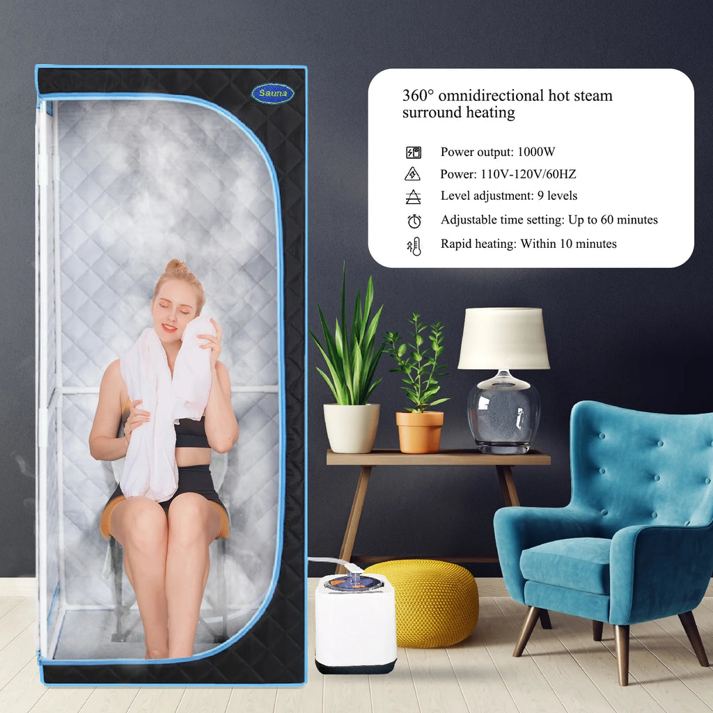 Portable Full Body Steam Sauna Tent with Folding Chair Y5760