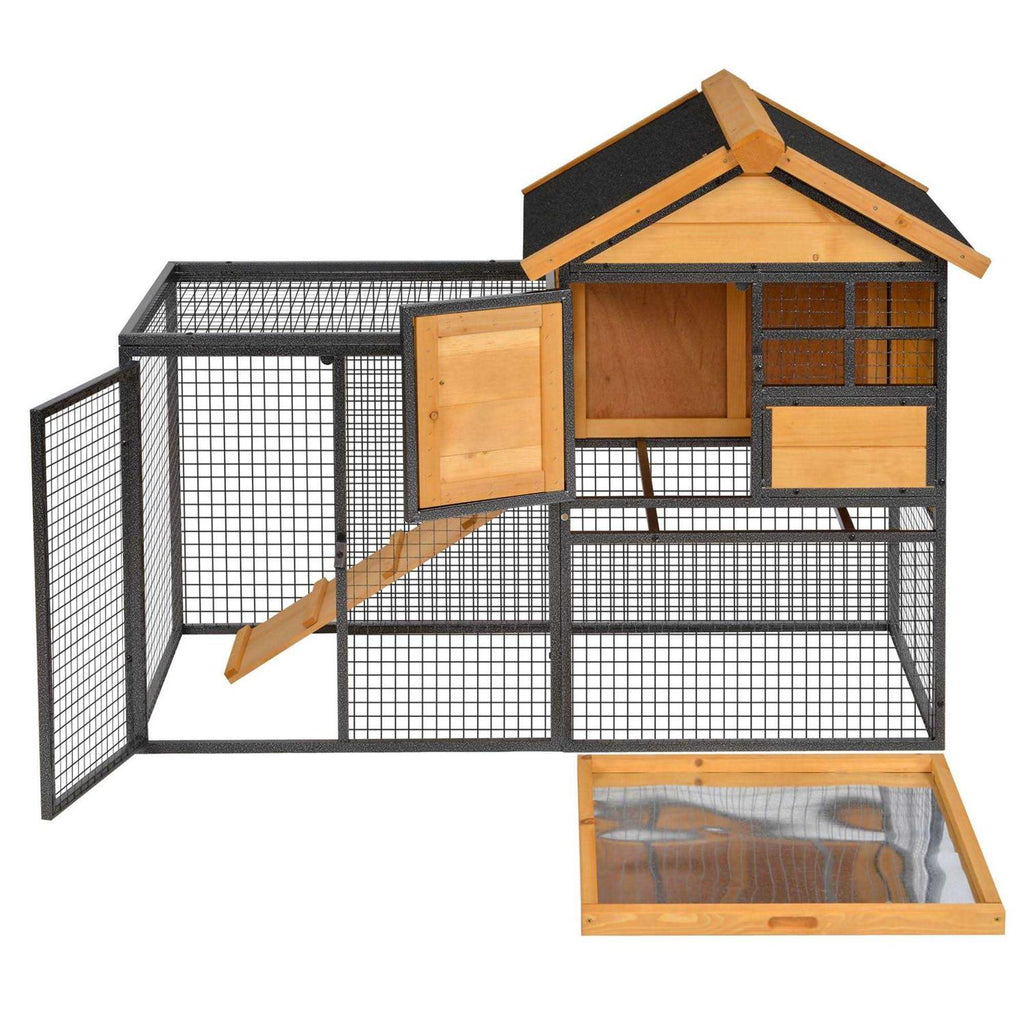 Elevated Wood-metal Pet House with Slide-Out Tray I47332
