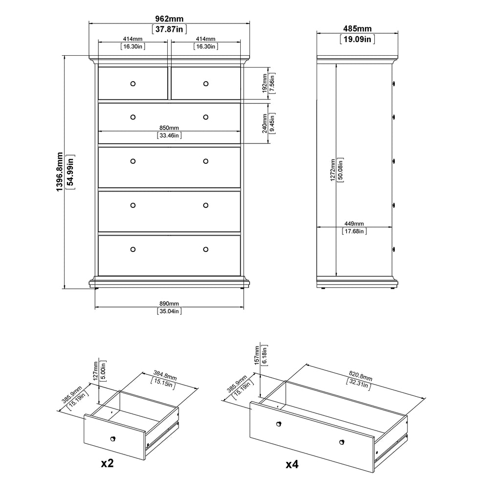 White 6 Drawer Chest P82239