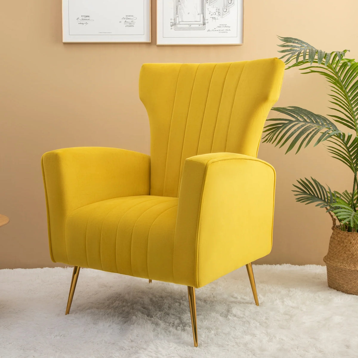 Velvet Wingback Accent Chair with Gold Legs P780