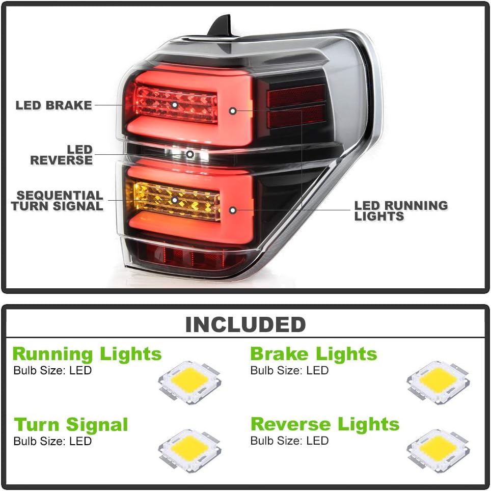 Black Housing Full LED Tube Tail Lights Q586
