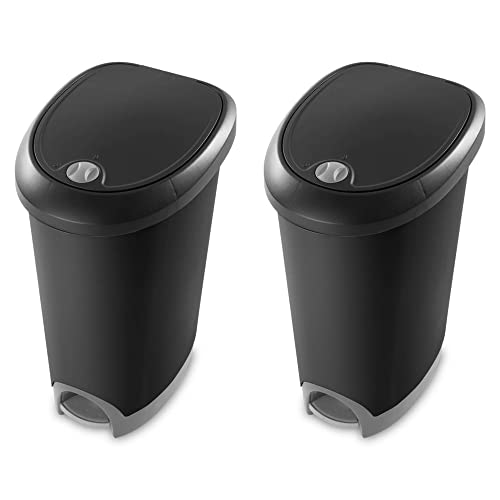 Black 2-Pack Locking StepOn Wastebasket with Lid S69513