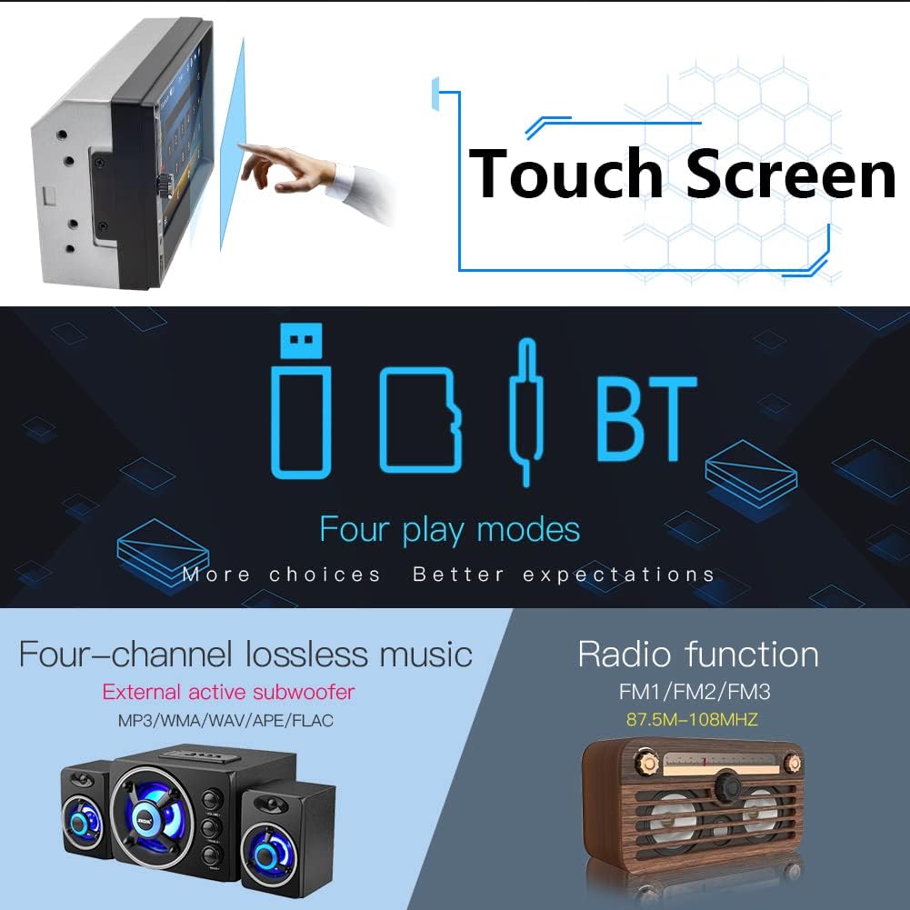 7 Inch Double Din Touchscreen Car Stereo with Backup Camera N240
