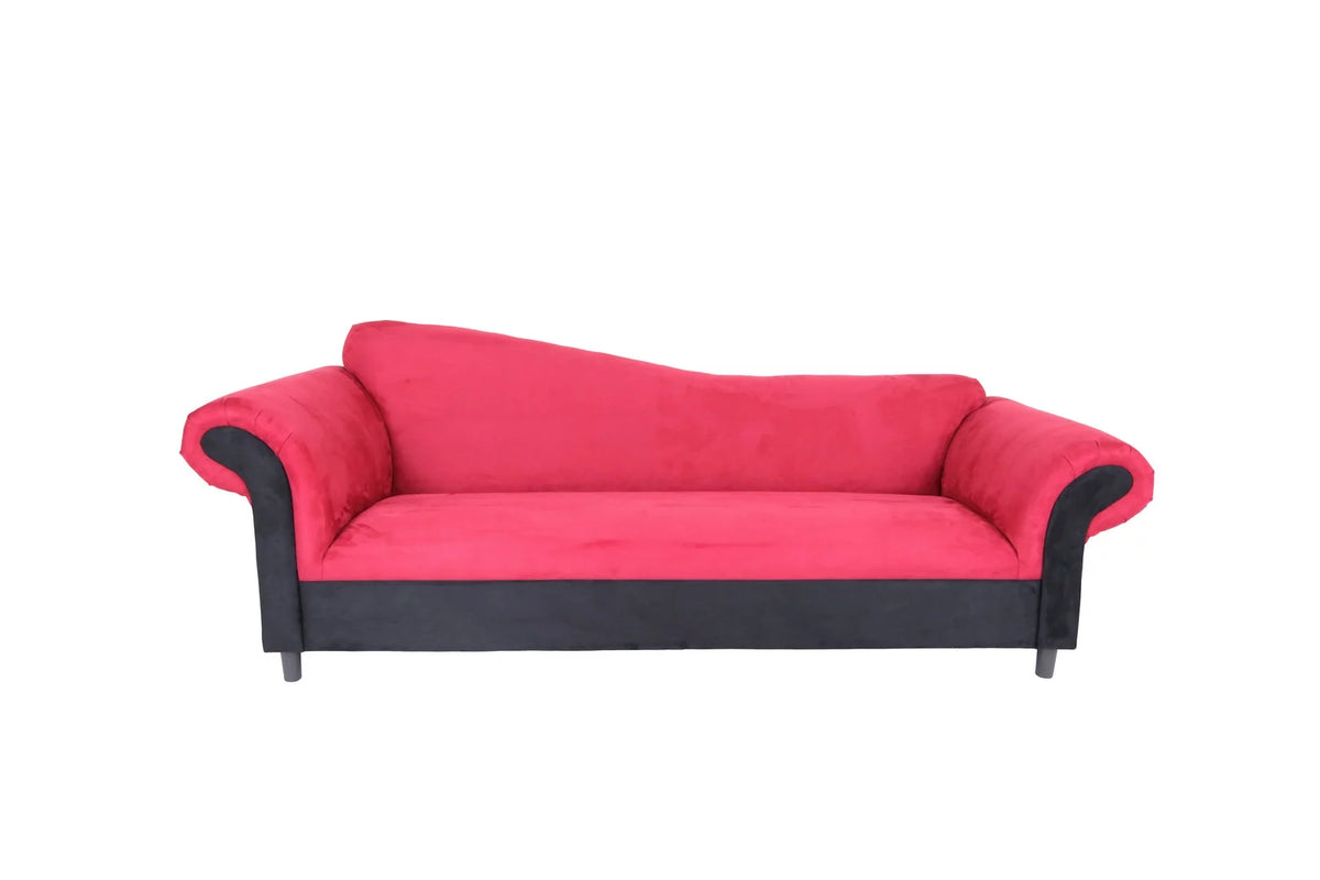 Red and Black Velvet Sofa with Solid Wood Frame R9111