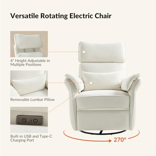 Grey Glider Recliner with Adjustable Armrests & Headrest G785