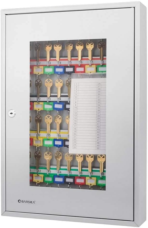 Key Lock 50 Position Key Cabinet with Glass Door Grey J913059
