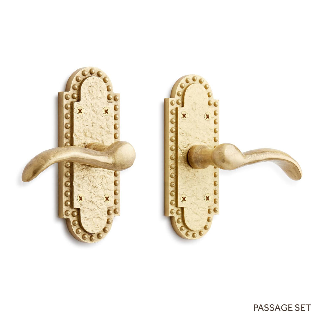 Solid Brass Passage Door Lever Set with Satin Brass Lev J711