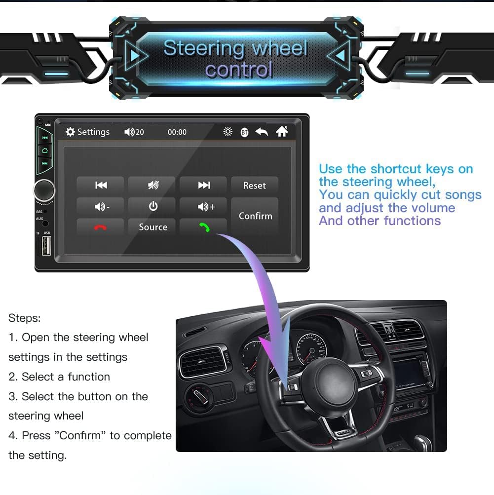 7 Inch Double Din Touchscreen Car Stereo with Backup Camera N240