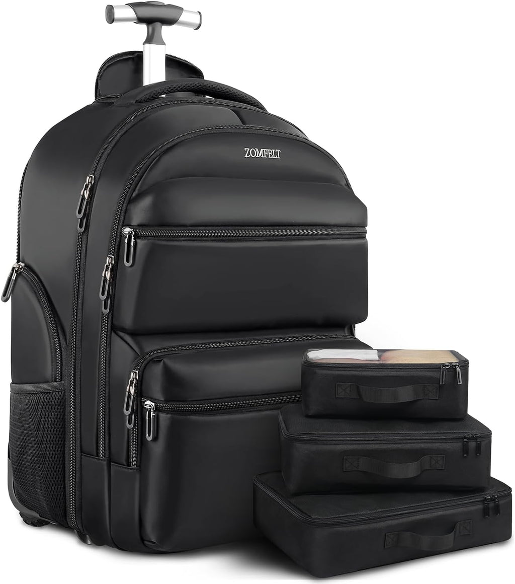 Black Rolling Backpack with Wheels Q21002