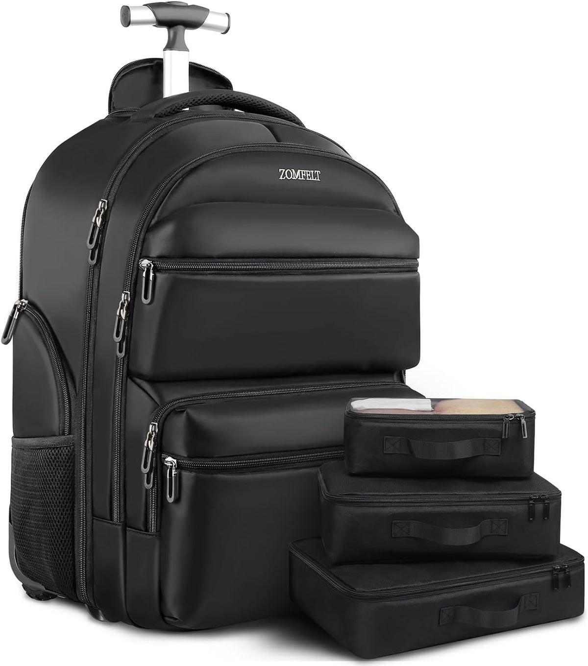 Black Rolling Backpack with Wheels Q21002