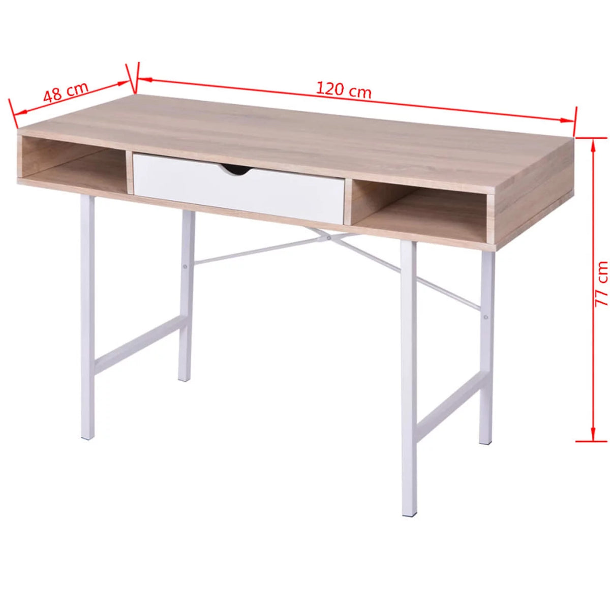 Oak and White 1 Drawer Desk I14744