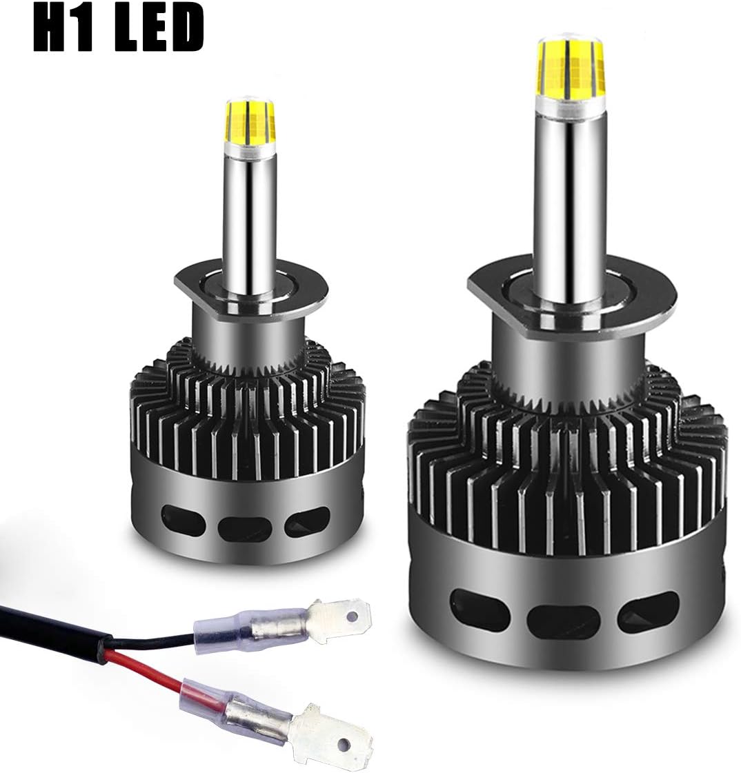 H1 LED Headlight Bulb, High Beam, Low Beam, Halogen Replace Kit, 12000lm 6K, Pack of 2 B250