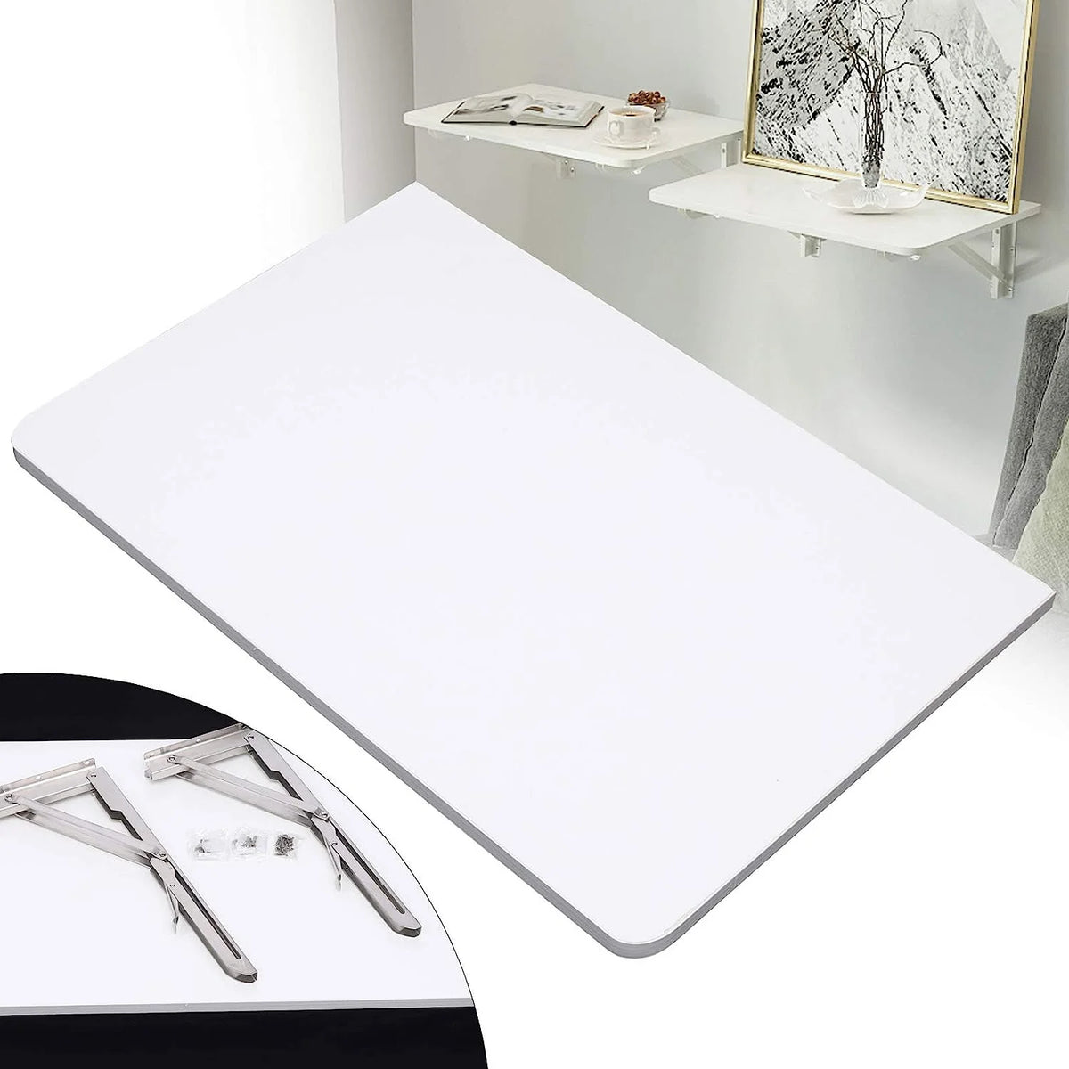 Wall Mounted Fold Down Desk 60cmx40cm White P40766