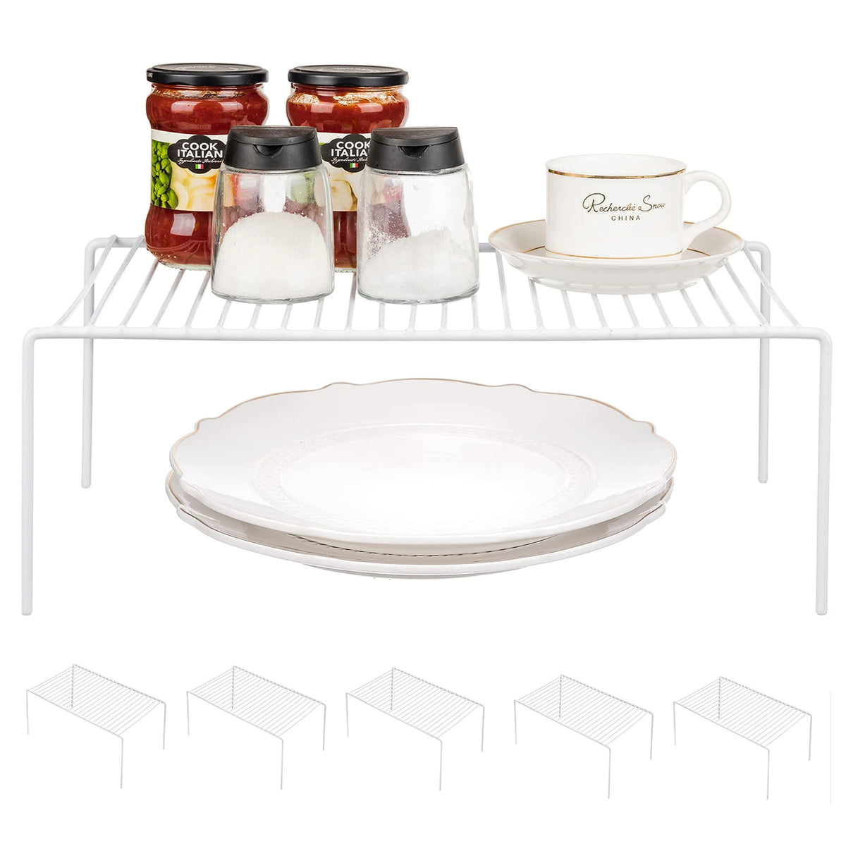 6 Pack Medium 13 x 9.4 Inch White Stainless Steel Storage Shelf Rack F433746